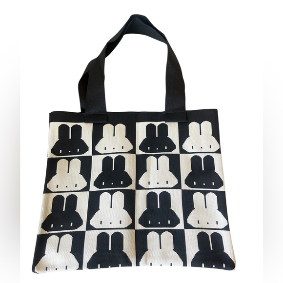 Handbags - Black and White Graphic Tote Bag